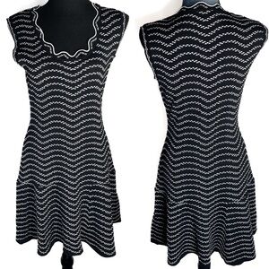 REVOLVE JOHN + JENN Scallop Neckline Fit and Flare Scuba Knit Mini Dress L